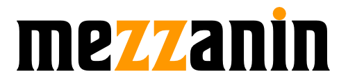 Logo der Band Mezzanin. Schriftzug in verschiedenen Farben vor transparentem Hintergrund