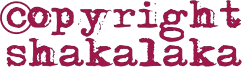 Logo der Band "copyright shakalaka". Zweizeiliger Schriftzug. oben "copyright", darunter "shakalaka", der Buchstabe 's' in Folm eines Klammeraffen.